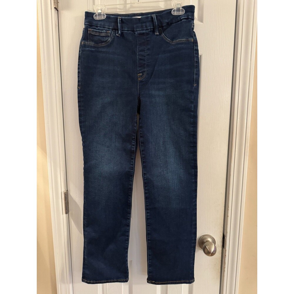Good American Good Legs Straight Pull-On High Rise Jeans Sz 3 Indigo Wash 27.5" - Picture 2 of 12